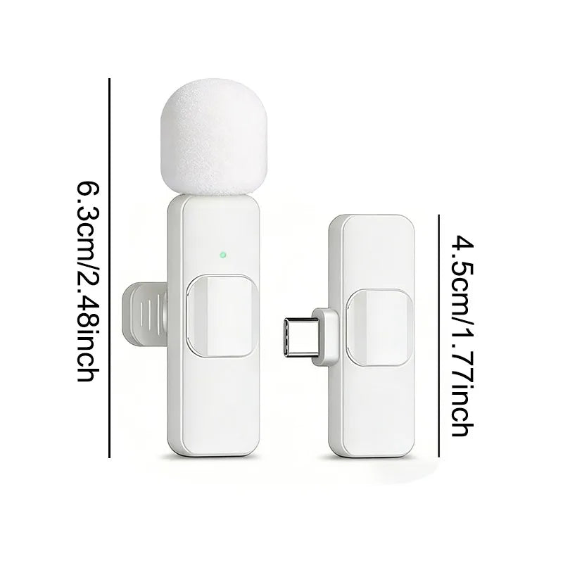 Wireless Lavalier Microphone Mini Lapel Mic with Noise Cancellation for Iphone/Android USB-C Video Podcast Vlog Recording
