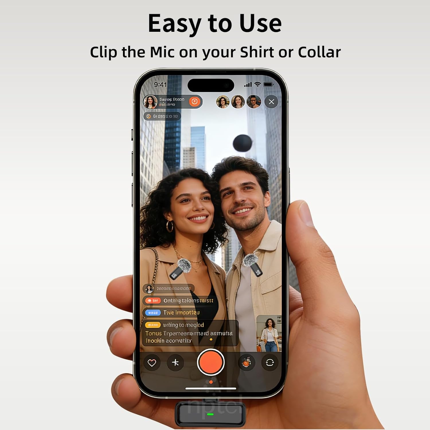 NPTCL Wireless Lavalier Microphone Set | USB-C & Lightning Clip-On Mic for iPhone, iPad & Android, 24-Hour Battery Case, Noise Reduction for Vlogging, YouTube, TikTok & Podcasts