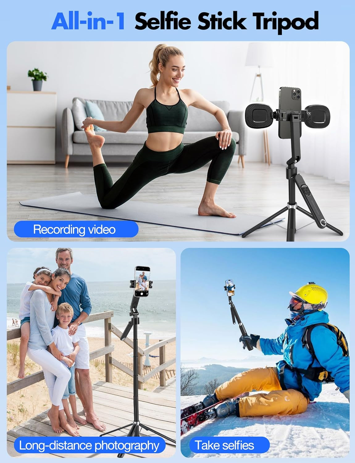 71'' Auto Face Tracking Tripod 360° Rotation with Stand | Selfie Stick W/Fill Lights, Remote & Gesture Control | for Tiktok Vlog Content Creator, Phone Camera Tripod following Your Movement