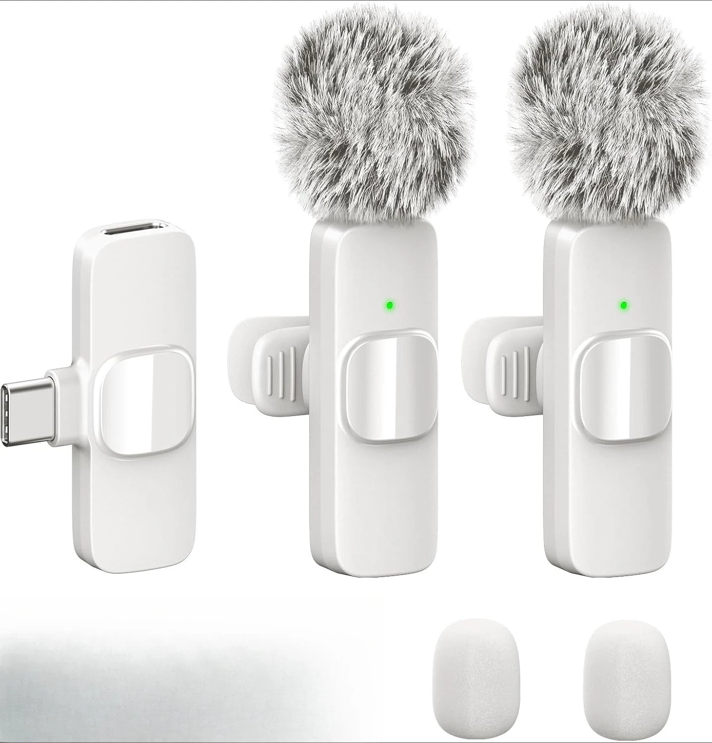 Wireless Lavalier Microphone Mini Lapel Mic with Noise Cancellation for Iphone/Android USB-C Video Podcast Vlog Recording