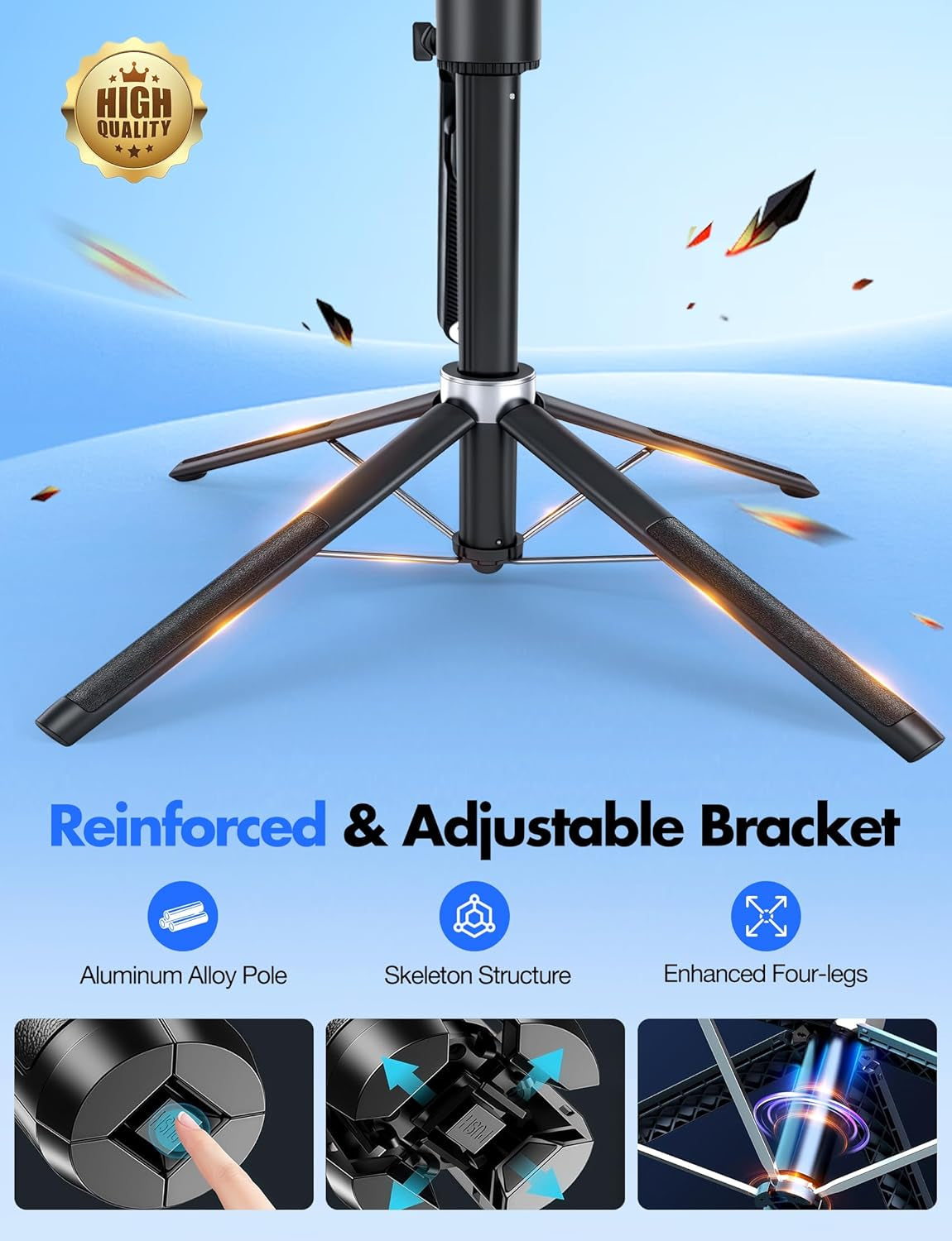 71'' Auto Face Tracking Tripod 360° Rotation with Stand | Selfie Stick W/Fill Lights, Remote & Gesture Control | for Tiktok Vlog Content Creator, Phone Camera Tripod following Your Movement