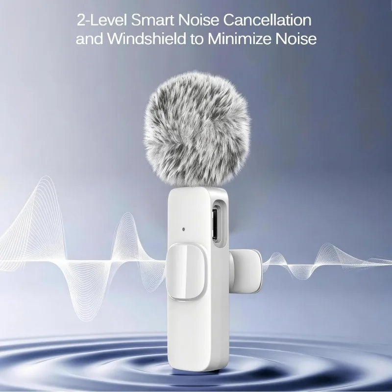 Wireless Lavalier Microphone Mini Lapel Mic with Noise Cancellation for Iphone/Android USB-C Video Podcast Vlog Recording