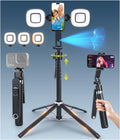 71'' Auto Face Tracking Tripod 360° Rotation with Stand | Selfie Stick W/Fill Lights, Remote & Gesture Control | for Tiktok Vlog Content Creator, Phone Camera Tripod following Your Movement