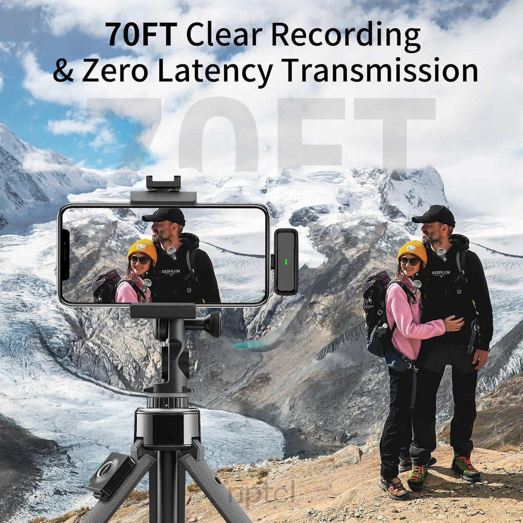 NPTCL Wireless Lavalier Microphone Set | USB-C & Lightning Clip-On Mic for iPhone, iPad & Android, 24-Hour Battery Case, Noise Reduction for Vlogging, YouTube, TikTok & Podcasts